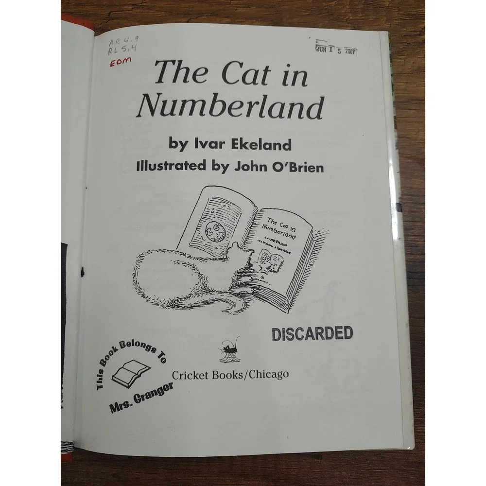 The Cat in Numberland by Ekeland Hard Cover Children's Book M160